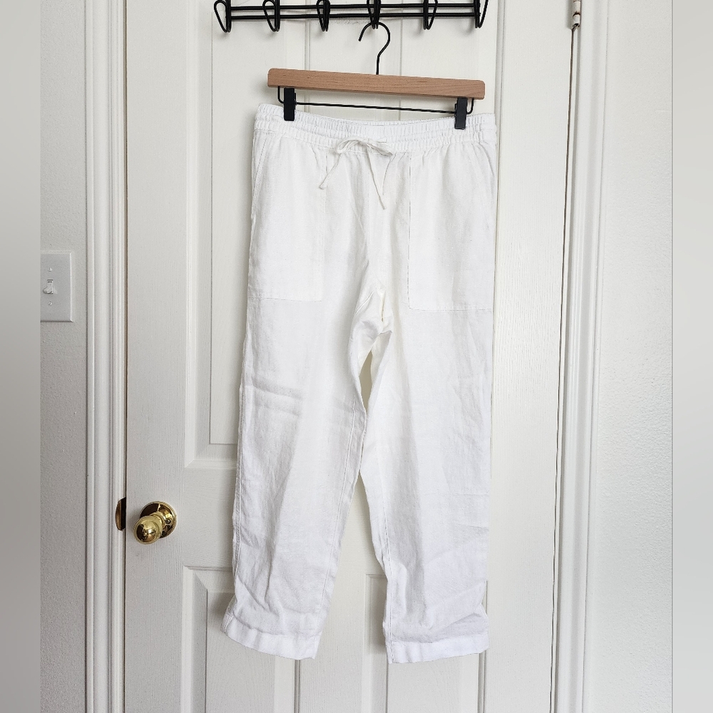 Lands' End White Linen Pants